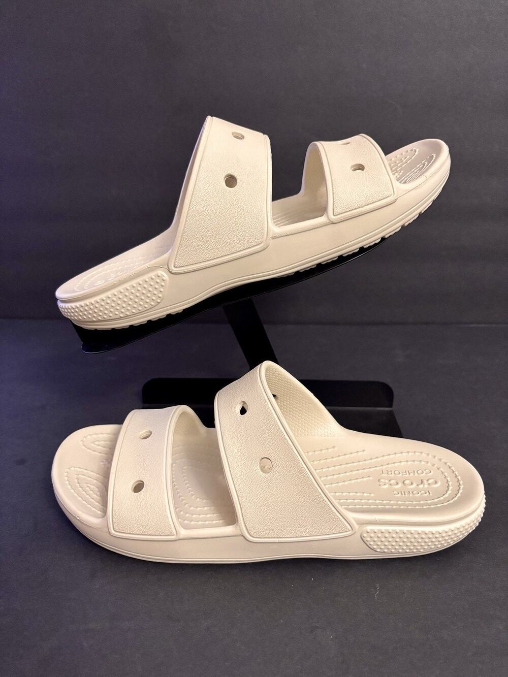 Crocs Classic two-strap slide sandals M6 W8 Bone Colored